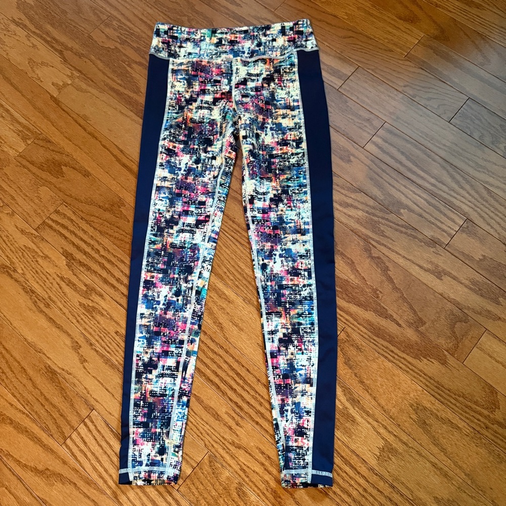 Mono B -  Navy Blue Women’s Leggings with Colorful Abstract Design - Size Medium - Picture 4 of 13